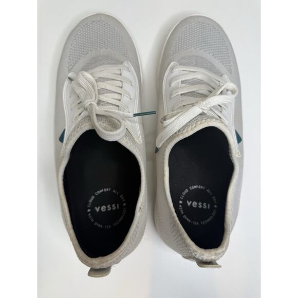 Vessi Weekend Sneaker Mens 12 Marbled White Knit Low Lace Up Athleisure Shoe - Picture 9 of 10